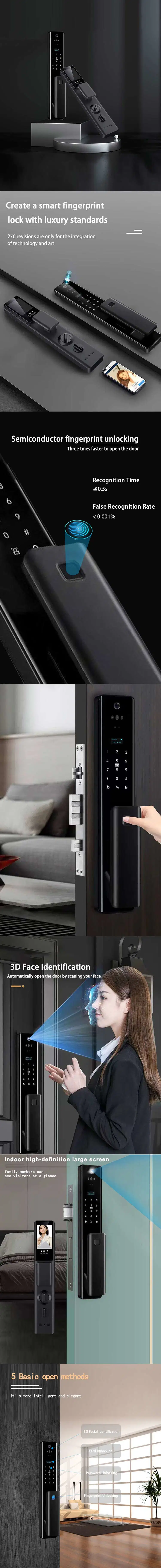 Smart Residential Door Lock Digital Remote Control Keyless Mortise Door Handle with Smart RFID Card and WiFi Tuya Smart Ttlock Apps Remote Control